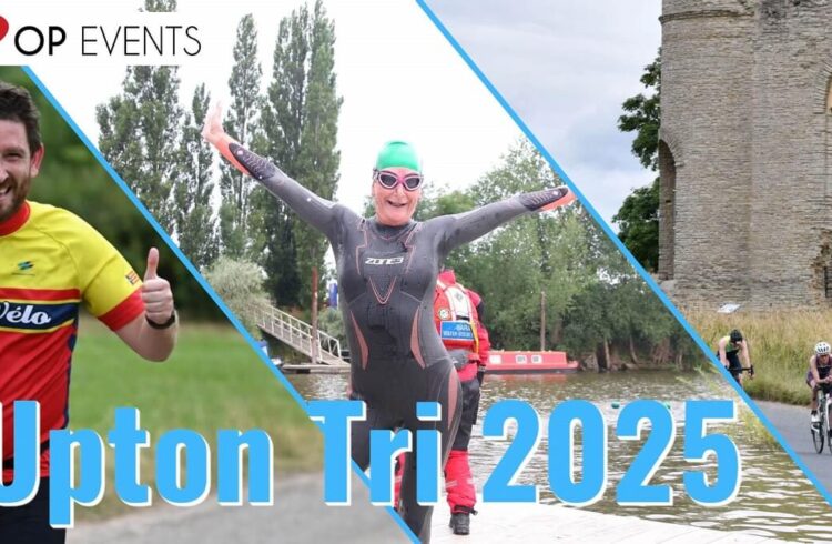 A runner, swimmer and cyclist taking part in the Upton Triathlon